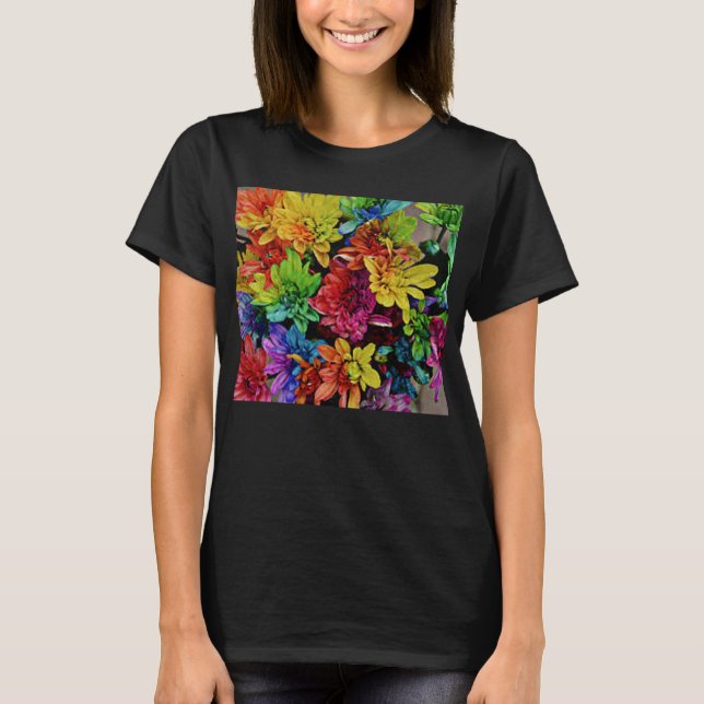 T-shirt Top multicolore floral (noir) (Devant)