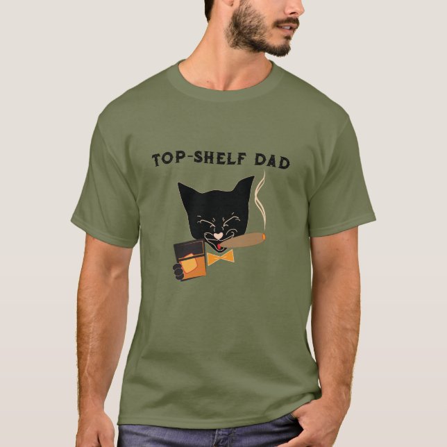 T-shirt Top Shelf Papa avec Chat sophistiqué (Devant)