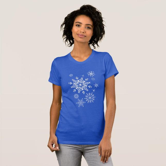 T-shirt Top Snowflakes de vacances pour femmes (Devant entier)