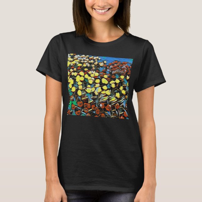 T-shirt Top Tulip (Noir) avec effet Dreaming (Devant)