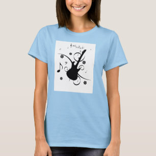 T-shirt Top White Guitar and Music Notes
