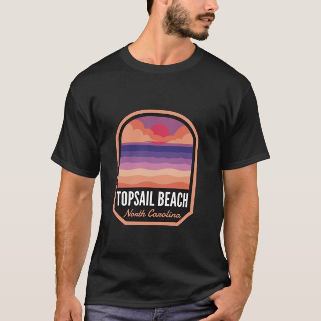 T-shirt Topsail Beach NC Retro Sunset (Devant)
