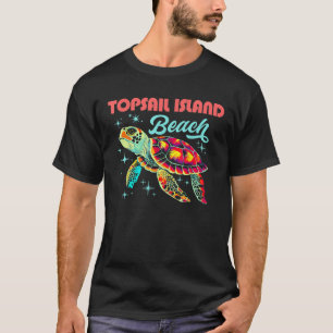 T-shirt Topsail Island Beach NC Artistique Sea Turtle Retr