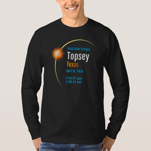 T-shirt Topsey Texas Tx Total Solar Eclipse 2024 1 (Devant)