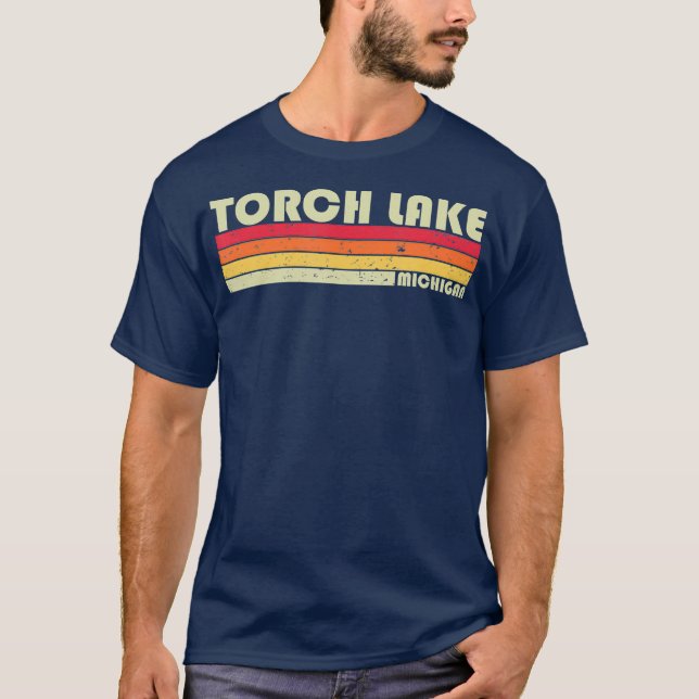 T-shirt TORCH LAKE MICHIGAN Funny Pêche Camping Été (Devant)
