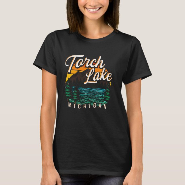 T-shirt Torch Lake Michigan Usa Retro Vacances Souvenir (Devant)