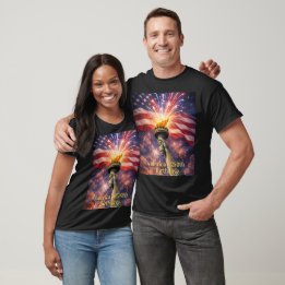 T-shirt Torche de la Liberté du 4 juillet Feux d'artifice