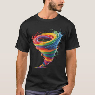 T-shirt Tornade arc-en-ciel tourbillonnante colorée abstra