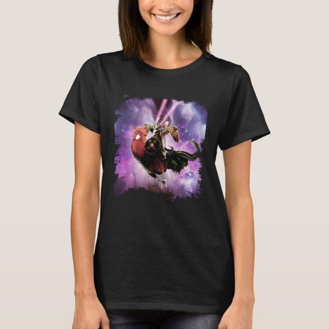 T-shirt Tornade Chat Équitant Poule Avec Taco (Devant)