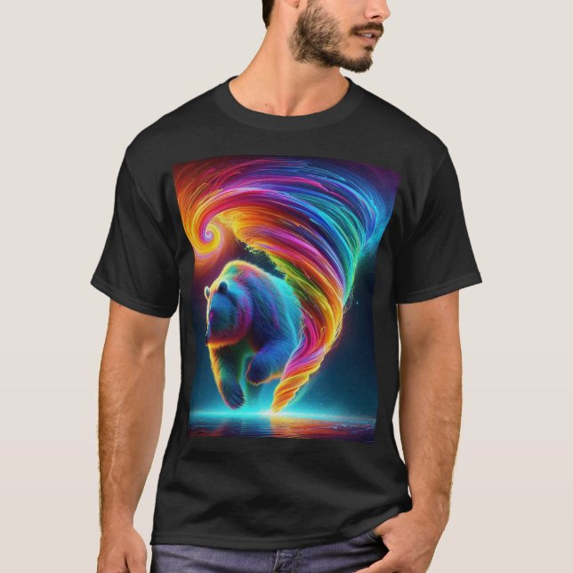 T-shirt Tornade d'ours aux couleurs néons. (Devant)
