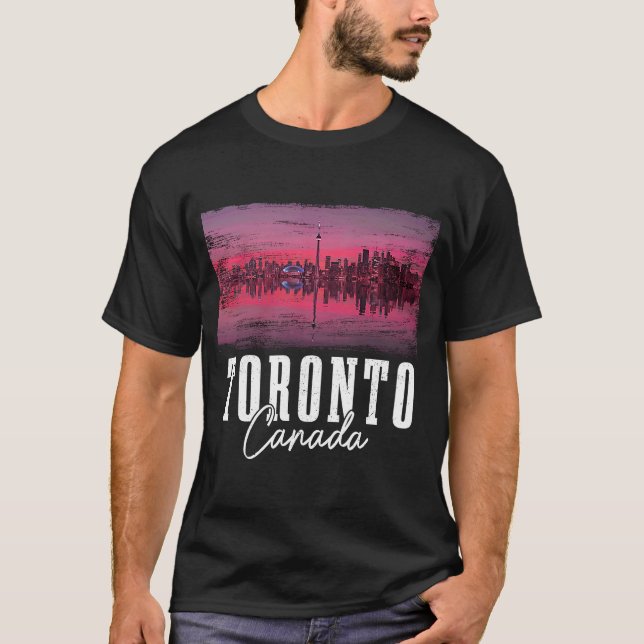 T-shirt Toronto Skyline Ontario Canada Maple Leaf Canadien (Devant)