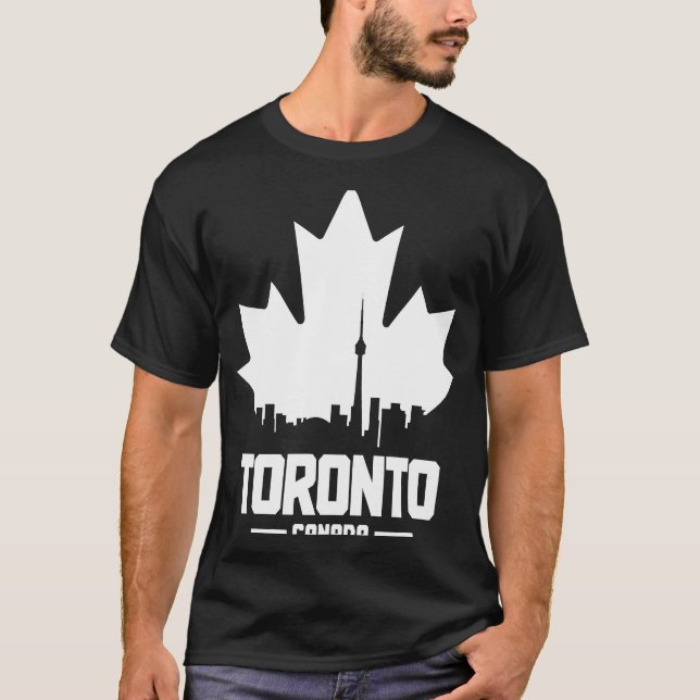 T-shirt Toronto Skyline Ontario Canada Maple Leaf Canadien (Devant)