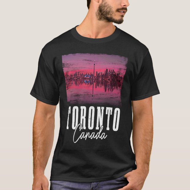 T-shirt Toronto Skyline Ontario Canada Maple Leaf Canadien (Devant)