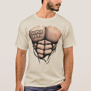 T-shirt torse muscle super papa bodybuilder 802 pecs pecto