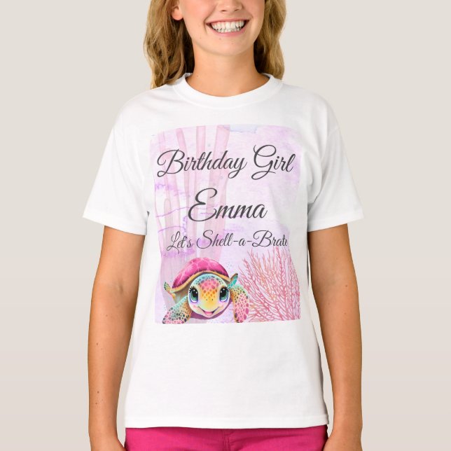T-shirt Tortue 4e anniversaire, sous la mer (Devant)