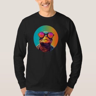 T-shirt Tortue à cou latéral africain portant des lunettes