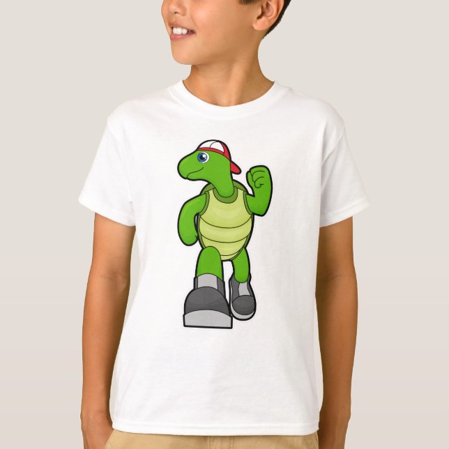 T-shirt Tortue à courir avec Casquette (Devant)