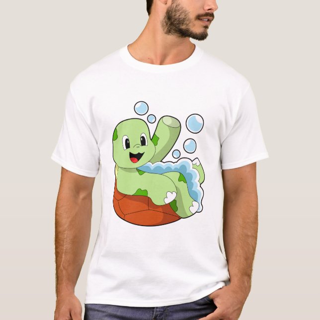 T-shirt Tortue à la baignade avec mousse (Devant)