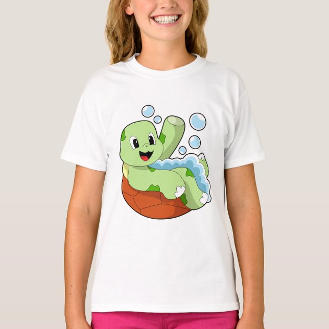 T-shirt Tortue à la baignade avec mousse (Devant)