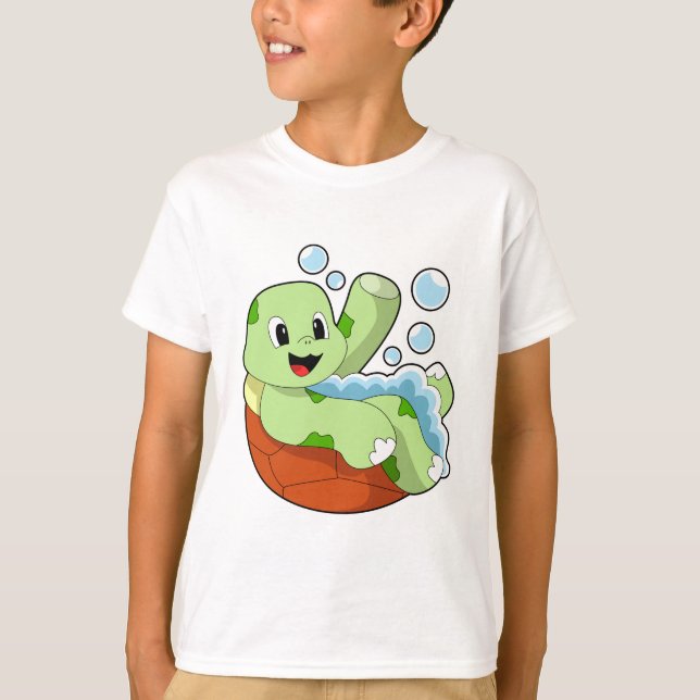 T-shirt Tortue à la baignade avec mousse (Devant)