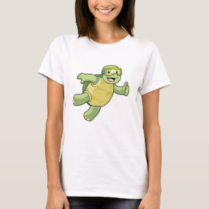 T-shirt Tortue à la natation avec lunettes de natation