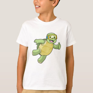 T-shirt Tortue à la natation avec lunettes de natation