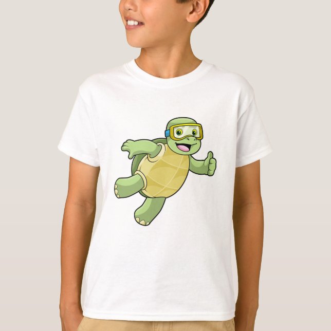 T-shirt Tortue à la natation avec lunettes de natation (Devant)