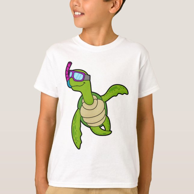 T-shirt Tortue à la natation avec tuba (Devant)