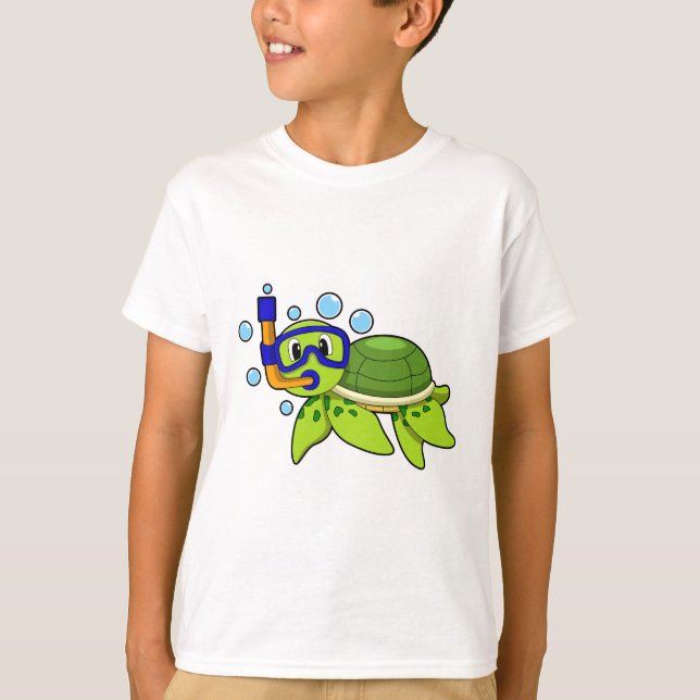 T-shirt Tortue à la plongée avec tuba (Devant)