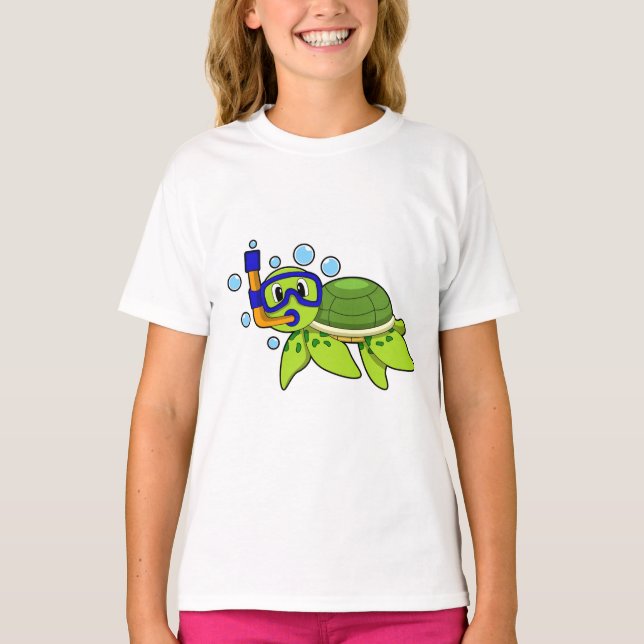 T-shirt Tortue à la plongée avec tuba (Devant)