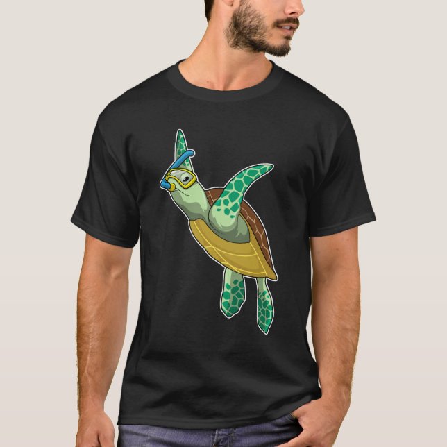 T-shirt Tortue à la plongée avec tuba (Devant)