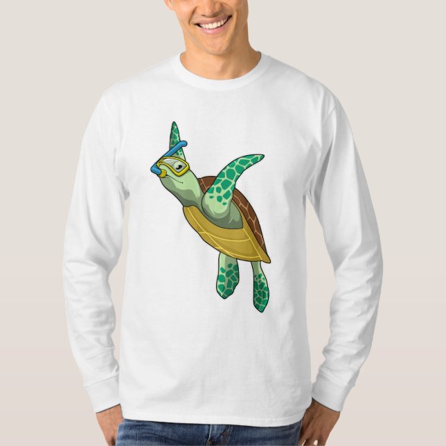 T-shirt Tortue à la plongée avec tuba (Devant)