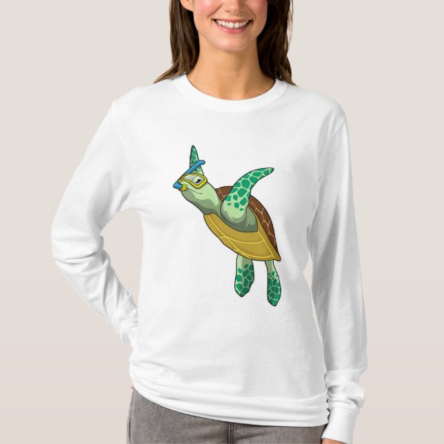 T-shirt Tortue à la plongée avec tuba (Devant)