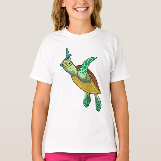 T-shirt Tortue à la plongée avec tuba (Devant)