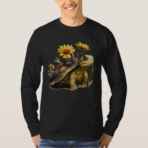 T-shirt Tortue à oreilles rouges tournesol mignon aquarell