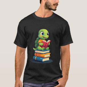 T-shirt Tortue Adorable Lisant des Livres (1)