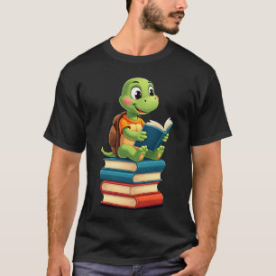 T-shirt Tortue Adorable Lisant des Livres (4)