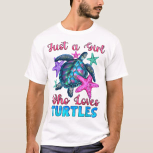 T-shirt Tortue Aquarelle Mer Océan Juste Une Fille Qui Aim