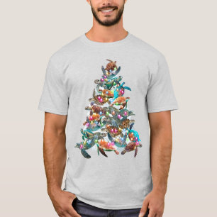 T-shirt Tortue Arbre de Noël Ornement Arbre de Noël Arbre