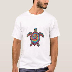 T-shirt Tortue arc-en-ciel à motif batik