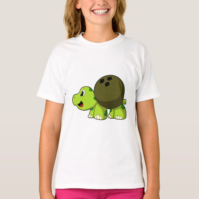 T-shirt Tortue au bowling avec boule de bowling (Devant)