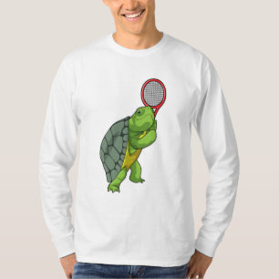 T-shirt Tortue au Tennis avec raquette de tennis