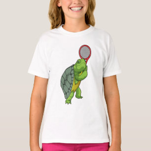 T-shirt Tortue au Tennis avec raquette de tennis