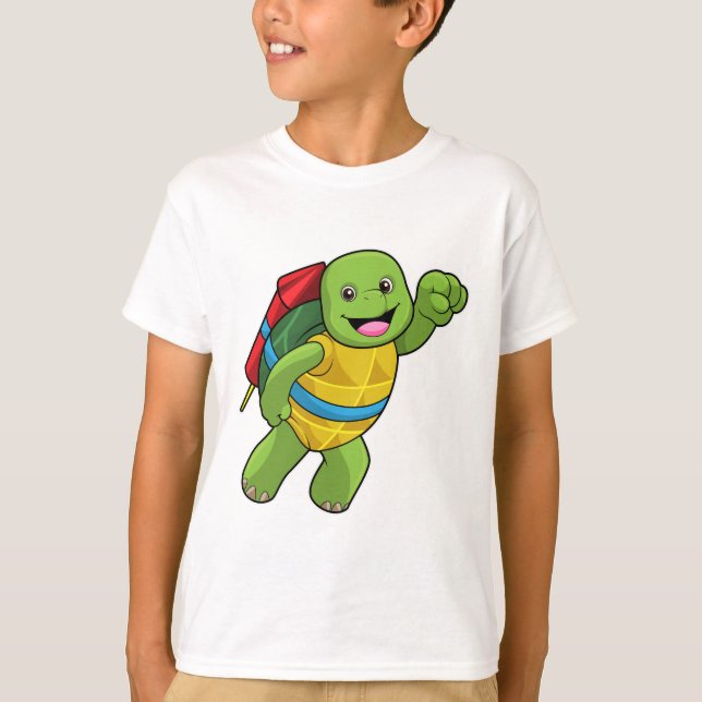 T-shirt Tortue au volant avec fusée (Devant)