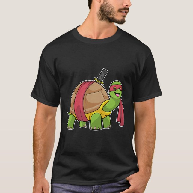 T-shirt Tortue aux arts martiaux avec épée (Devant)
