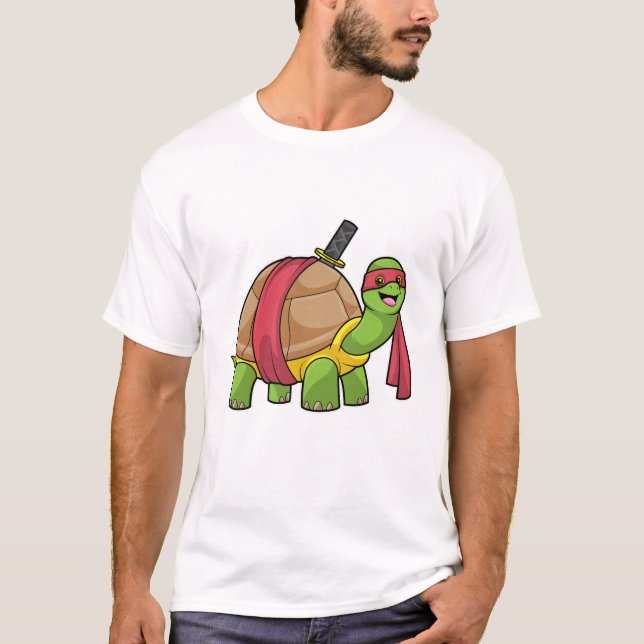 T-shirt Tortue aux arts martiaux avec épée (Devant)