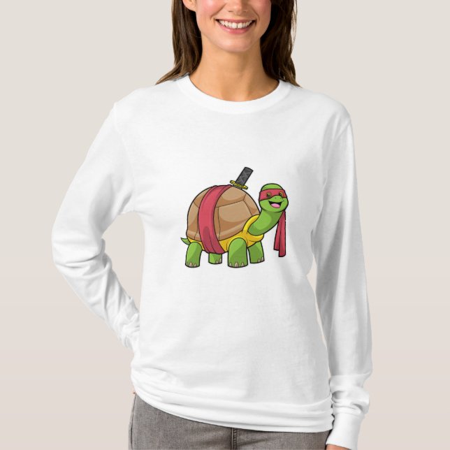 T-shirt Tortue aux arts martiaux avec épée (Devant)
