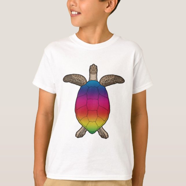 T-shirt Tortue aux couleurs arc-en-ciel (Devant)