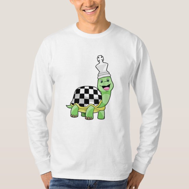 T-shirt Tortue aux échecs avec jeu d'échecs & King (Devant)