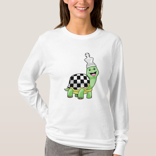 T-shirt Tortue aux échecs avec jeu d'échecs & King (Devant)